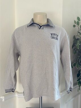 Vintage Akwa North Carolina Embroidered Light Heather Rugby Polo